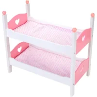 Angel Toys WOODEN DOLLS BUNK BED WHITE/PINK