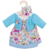 Poppenkleren - Bloemenjurk & vest - Blauw - 35cm