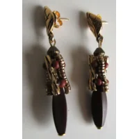 Fantasiejuweel oorbellen Carneool/bruin/goud