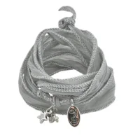 RAKHI zijden wikkelarmband Paloma grey