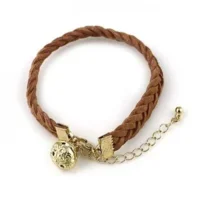 Dames armband suede Ballchain Cognac