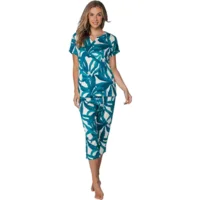 Pastunette Dames Pyjama: Turquoise, korte mouw - kniebroek ( PAS.155 )