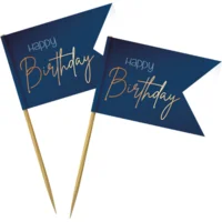 Prikkertjes Happy Birthday | Goud/Blauw Elegant