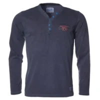 V-longsleeve vintage blue wash