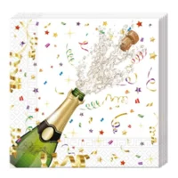 Servetten - Sparkling - Champagnefles - 33x33cm - 20st.