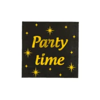Servetten - Party time - Goud, zwart - 33x33cm - 16st.
