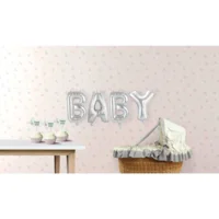 Folie Ballonnen Set Baby in het zilver - Letter hoogte 36 cm