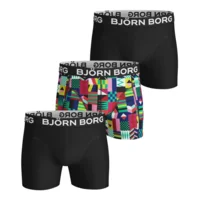 Björn Borg Shorts for him 3Pack Cotton Stretch Geo Flag Zwart