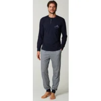 Haqppy People Heren Pyjama: Blauw, 100% Katoen, carree broek ( HAP.70 )