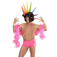 Opblaasbare helm met regenboog stekels - Opblaasbare helm van 90 cm 