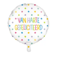 Folieballon - Van harte gefeliciteerd - Stippen - 46cm
