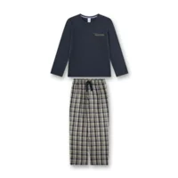 Sanetta pyjama jongens: Blauw, wolf, flanellen broek ( SAN.174 )