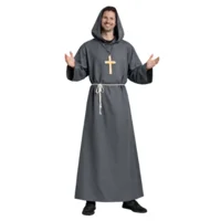 Kostuum - Monnik - Met capuchon, kruis & koord - Grijs - XL/XXL