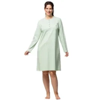 Egatex dames nachthemd: groen, Lange mouw, 100cm ( EGA.505 )