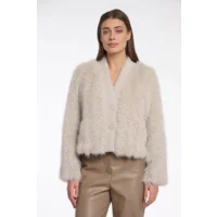 Rino & Pelle Cardigan: Chaimae, Birch color, Lang harig ( RINO.79 )