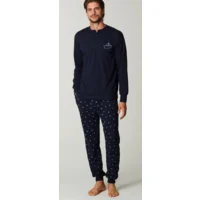 Haqppy People Heren Pyjama: Blauw, 100% Katoen ( HAP.71 )