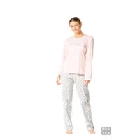 Egatex damespyjama 232541  in roze met grijze broek