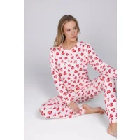 Pastunette Dames pyjama: Lightt Pink, lichte fleece, hartjes ( 100025 )