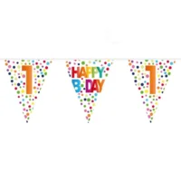 Vlaggenlijn - Happy bday 1 - Rainbow dots - 10m