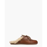 Posa Boat Loafer Mule Fur Cognac Damesslippers