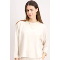Signe Nature Shirt: Cream kleur, ronde hals ( Signe.1316 )