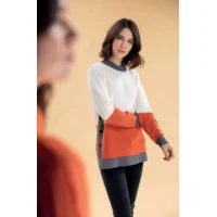 Kris Fashion dames trui: ecru / oranje ( KRI.38 )