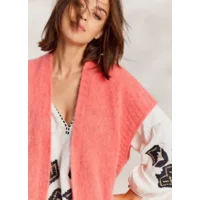 Summum Cardigan: Koraal kleur, Mouwloos, mohair ( SUM.69 )