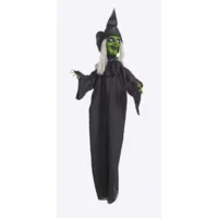 Spectaculaire Halloween Heks 120cm – Zwevend Hoofd met Licht, Geluid en Beweging – Inclusief AAA-batterijen