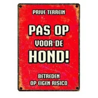 Plenty Gifts Waakbord Blik Pas Op Voor De Hond 21 x 14,8 cm