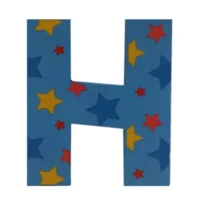 Decoratieletter - H - Hout - 7cm - Blauw
