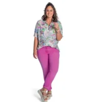 KJ Brand Broek Betty: Fuschia, elastiek + knoop ( BRA.273 )