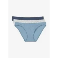 Marc o'polo set van 3 damesslips mini 176192  donkerblauw, lichtblauw met donkerblauw,, wit met blauw