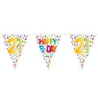 Vlaggenlijn - Happy bday 21 - Rainbow dots - 10m