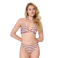 Lingadore Summer Stripes voorgevormde triangel bikini in bruin en wit