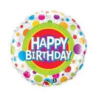 Folieballon 'Happy birthday' - kleurrijke dots
