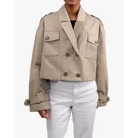 Aquila Khaki Cropped Dames Trenchcoat