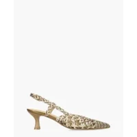 Maripé Lavanda Bruin/Wit/Goud Dames Slingbackpumps