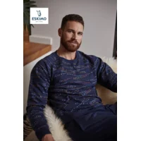 Eskimo Heren Pyjama: Tobias gemoltoneerd ronde hals (ESK.1438)