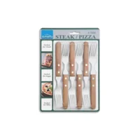 STEAK PIZZA STEAKVORK SET6 NATURAL WOOD