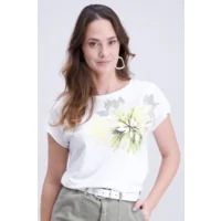 Signe Nature T-shirt: Ecru / Kaki ( Signe.1358 )