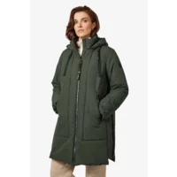 Frandsen Winterjas Dames: Kaki, lang model, afneembare kap, tot maat 52 ( FRA.19 )