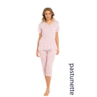 Pastunette Pyjama Dames: Korte mouw, drie kwart broek Tencel