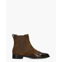 Di Lauro Chelsea Croco Donkerbruine Dames Enkellaarsjes