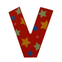 Decoratieletter - V - Hout - 7cm - Rood