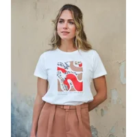 Esqualo T-shirt: Off White / Chili Red, Korte mouw ( ESQ.318 )
