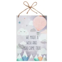 Decoratiebord - We made a wish and you came true - Baby - Hout - 20x30cm
