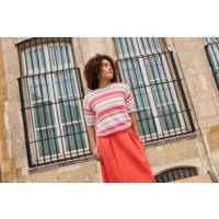 Signe Nature zomer pull: Gestreept, Koraal ( Signe.1380 )