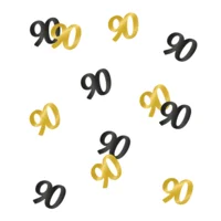 Tafeldecoratie - 90 jaar - Confetti - Goud / zwart
