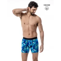 Loic et Henry Graphic Plume herenshort in aqua printje