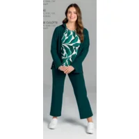 KJ Brand dames broek: Effen groen, Duitse maten, elastiek in de lenden ( BRA.334 )
